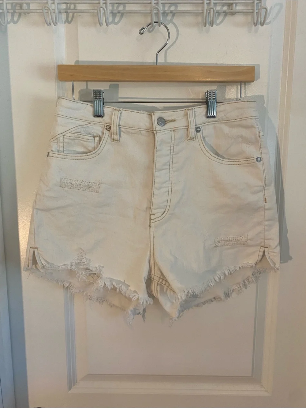 Free People We The Free Crvy High-Rise Distressed Denim Shorts